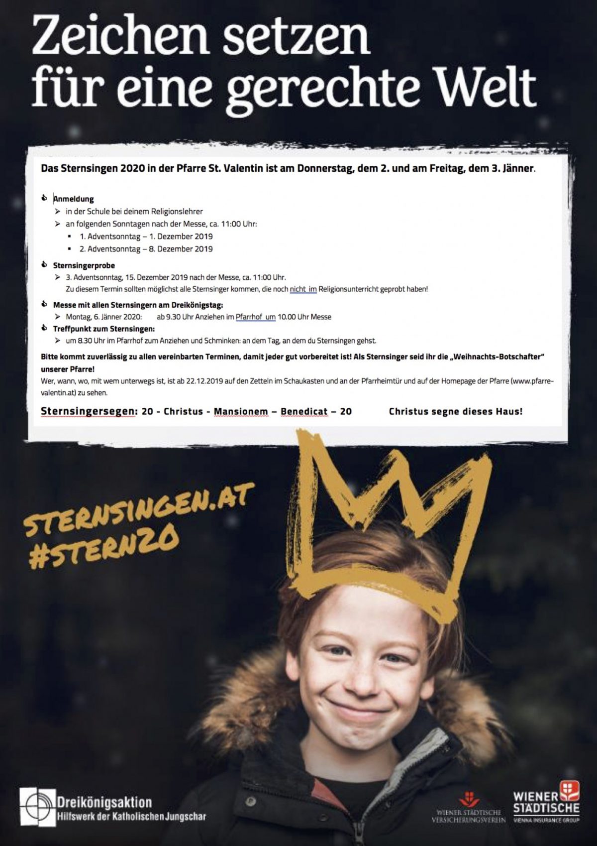 Zeichen setzen für eine gerechte Welt - Sternsinger Plakat 2019